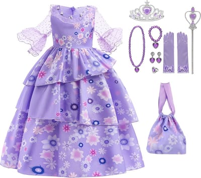 Prinsessenjurk meisje - paarse verkleedjurk - Maat 92/98 (100) - carnavalskleding kind - verkleedkleren - kleed