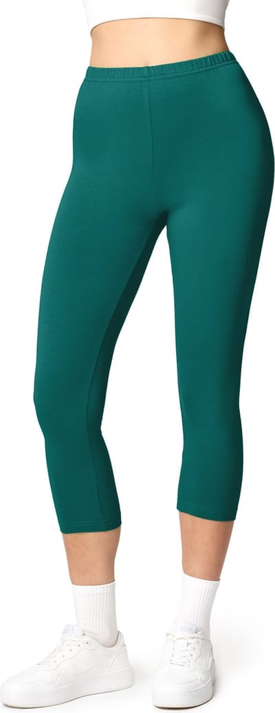 Ladeheid LA-LA40-132-LE Dames Capri Leggings - Sport - Vrijetijdsbroek - 3/4 Lengte - Katoen - Sporbroek - Yogabroek - Smaragdgroen - XS