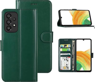 LuxeBass Hoesje geschikt voor Samsung Galaxy A33 5G - Boekhoesje - Groen - Portemonneehoesje gsm hoesje - telefoonhoes - telefoonhoesjes