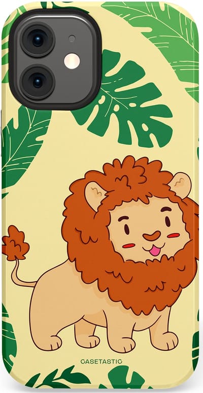 Casetastic Hoesje Geschikt voor Apple iPhone 12 Mini - Stijlvolle Beschermende Duo-layer Case - Jungle Leeuw Ontwerp