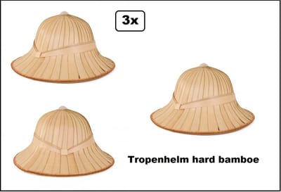3x Tropenhelm hard bamboe - Jungle safari thema feest festival tropen