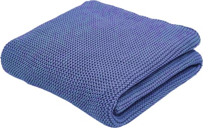 Plaid Noëlla Tricot - Gebreide plaid - Deken - Bedloper - 130x170cm - Kobaltblauw