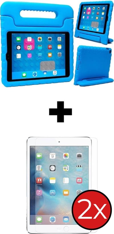 Hoesje - Geschikt voor Apple iPad Pro (2017) - 10.5 inch - Met 2x Screenprotector - Kinderhoes - Shockproof Bumper - Kidsproof Case - Tablethoes - Kinder Hoes Cover - Blauw