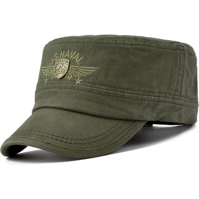 Unisex Us Naval Borduur Baseballpet Lente Herfst Buiten Verstelbaar Casual Petten Mannen Platte Top Militaire Petten Hip-Hop Petten legergroene kleur