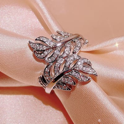 Nieuwe Zirkonia Sieraden Ringen  Modieuze Europese en Amerikaanse Stijlen  Verstelbare Bladeren No. 10 white