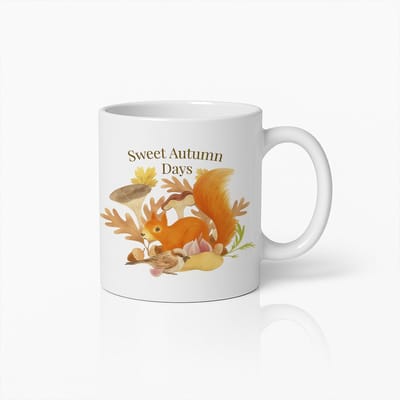 Zoete Herfstdagen Mok 330ml – Gezellige Herfst Koffiebeker met Eekhoorn Ontwerp – Perfect Seizoenscadeau voor Herfst- en Natuurliefhebbers