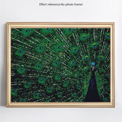 Broderie Diamant Paons Mosaïque Diamant Peinture Diamant Pierres Rondes Photos d'Animaux 20X30 blue