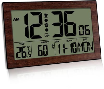 Dailygoods - Grote analoge wekker zonder tikken met sluimerfunctie en nachtlampje, extra luid alarm, kwartsklok, werkt op batterijen, tafelklok om cadeau te geven voor slaapkamer, kinderen