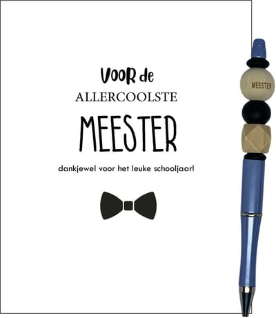 Kralenpen MEESTER | BLAUW | jij bent de beste | coolste meester | topjuf | einde schooljaar | cadeau | cadeautje juf | cadeautje meester | meester