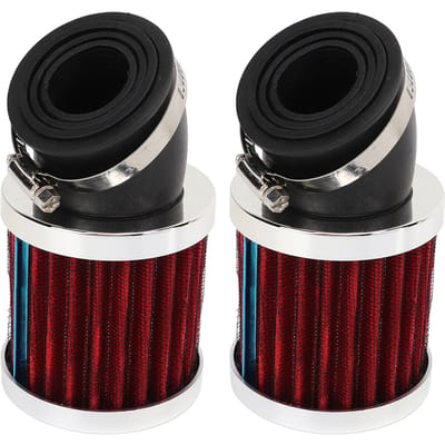 2 STUKS Motorfiets Luchtfilters Sterk Vermogen Krachtige Filtratie Universele Pasvorm voor 22 tot 48mm 50cc 70cc zilver/rood