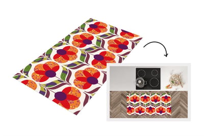 Keukenloper 120x60 cm - Keukenmat vinyl Retro - Flower Power - Vintage - Kleuren - Keukenmatten loper - Keuken vloerkleed tapijt