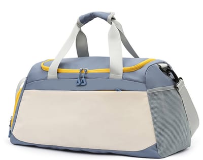 Blauwe Fitness tas met natte zak en apart schoenenvak, grote sporttas voor sportschool zwemmen en weekend weg 50x23x27cm