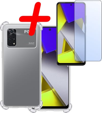Hoesje Met Screenprotector - Geschikt voor Xiaomi Poco X4 Pro 5G - Sterk & Shockproof - Siliconen Case - Back Cover - Telefoon Hoes - Shock Proof - Transparant