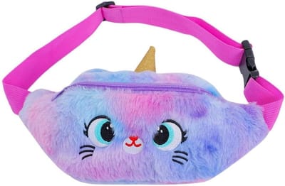 Dailygoods - Heuptas van pluche kat reistas kinderen reistas voor kinderen schoudertas opbergtas eenhoorn heuptas kat schoudertassen kindertas polyester, lila, 24X12X5CM