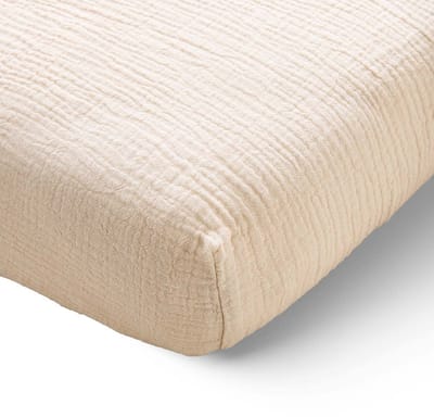 Petite Amélie Hoeslaken 70x140 cm - 100% biologisch mousseline katoenen - Beige
