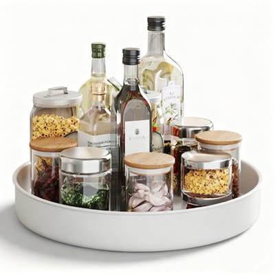 Dailygoods- Kruidenrek Draaiend 360 Graden - Kruidenhouder - Organizer voor Kast - Roestvrij Staal - 20 cm - Schijfvormig - Draaiende Organizer