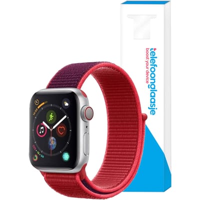 Nylon bandje Apple Watch 1/2/3/4/5/6/SE ? 38/40mm - Rood/Paars