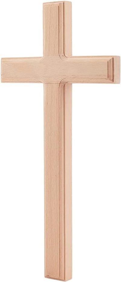 MK Stoer -Houten wandkruis - handgemaakt - hangend - religieus - van hout - kerk - gebedszak - paasfeest - huis - wanddecoratie - woonkamer - beige