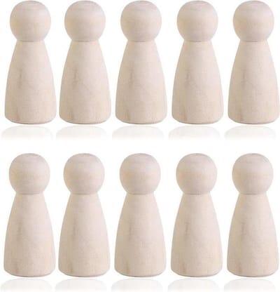 20x Houten Pion - groot formaat 5CM - Vrouwtjes Pionnen - Peg Dolls/Poppetjes