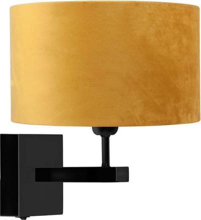 Wandlamp | 20 cm | Project | E27 | geel zwart | metaal stof | decoratieve landelijke lifestyle moderne romantische sfeerverlichting