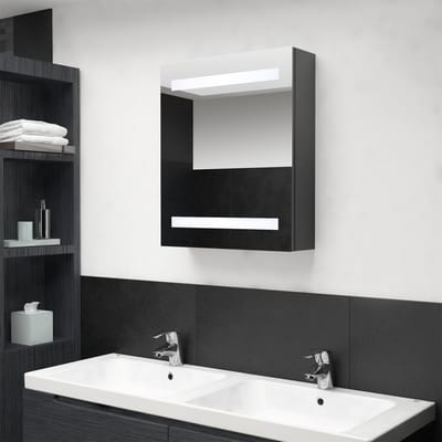 vidaXL - Badkamerkast - met - spiegel - en - LED - 50x14x60 - cm - grijs