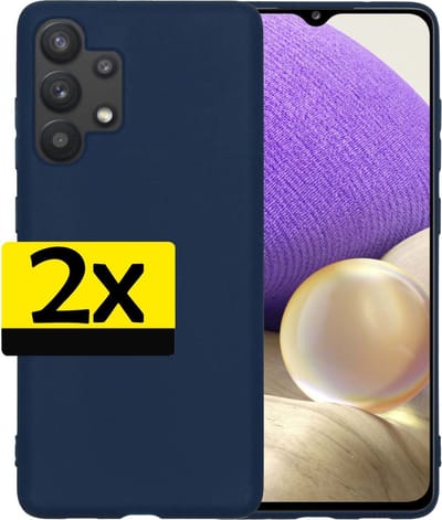 Hoesje - 2 Stuks - Geschikt voor Samsung Galaxy A32 4G - Sterk & Shockproof - Case Siliconen - Back Cover - Telefoon Hoes - Telefoonhoesjes - Donkerblauw