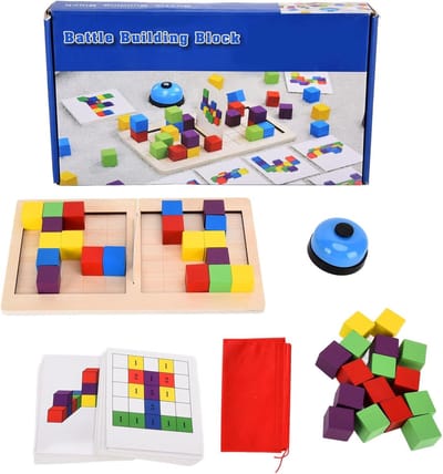 Houten Blokken Speelgoed - Intelligentiebord Bouwstenen - Educatief Spel - Montessori Methode - 33x18x6 cm