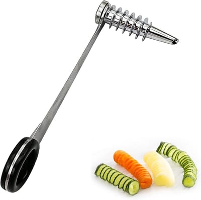 Spiraalsnijder van RVS voor groenten, ideaal voor komkommers, wortels, courgettes, appels en aardappelen - Creatieve snijtechniek voor gezonde maaltijden