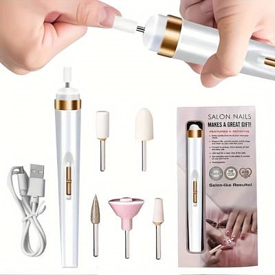 Elektrische Nagelpolijstmachine Oplaadbare Draagbare Nagelvijl Laag Geluid Professionele Manicure Pedicure Set wit
