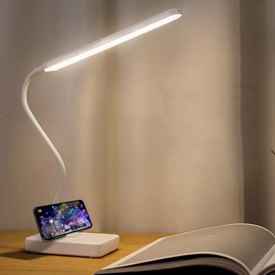 GELLDG LED-bureaulamp - Opvouwbaar - USB-oplaadbaar - Aanraakdimbaar - 3 kleurstanden - Draagbare leeslamp - Geschikt voor lezen, studeren en in de slaapkamer - Wit