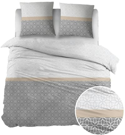 Sleepnight Dekbedovertrek - Grey Taupe Strepen Flanel - B 200 x L 200 cm/B 200 x L 220 cm - 2-persoons - 003653-B 200 x L 200/220 cm
