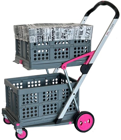CLAX COMPLEET opvouwbare boodschappen trolley 2 kratten & krathoes | laadcapaciteit 60 kg