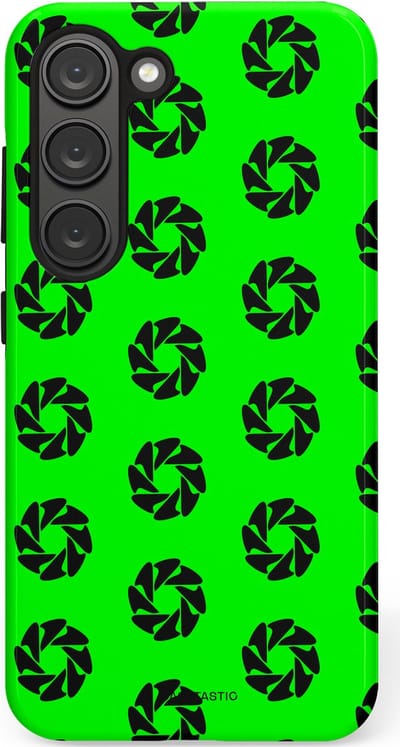 Casetastic hoesje geschikt voor Samsung Galaxy S23 - Dubbellaagse bescherming - Neon Groene Cirkels - Fashion Case - Groen Zwart