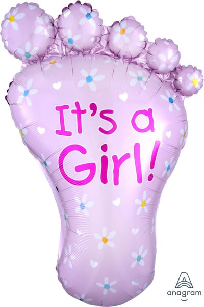Anagram - Folieballon - Supershape - Voetje - It's a girl - Zonder vulling - 58x82cm