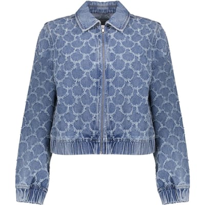 Geisha Jeans Jacket Jacquard Circles Mid Blue Denim Size: S | Denim Jackets Outlet | Dames | Blauw