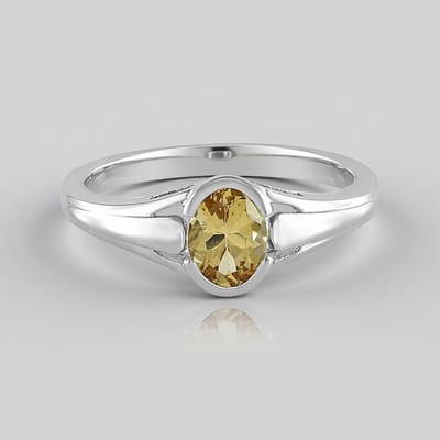 Cavill - Zilveren ring met 0,975 ct gele beryl - 925 Sterling zilver geplatineerd - Ovale Braziliaanse edelsteen - Elegante damesring