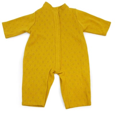 Asi poppenkleding - roomper okergeel, multicolor poppenoutfit.