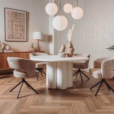 Ronde Eetkamertafel Beige MDF 130-150 - Novihome