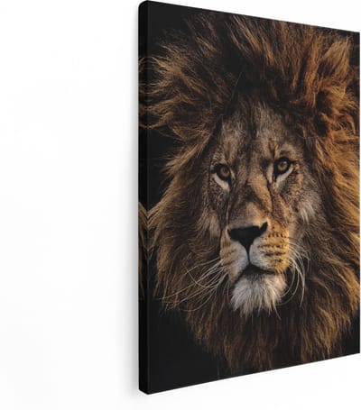 Artaza Canvas Schilderij Leeuwenkop - 30x40 cm - Klein - Wanddecoratie Dieren - Muurdecoratie Woonkamer - Kamer Accessoires