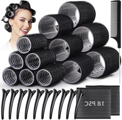 33-delige haarkrulset met zelfklevende rollers, haarclips, magische pony's en kam voor stijlvol haar, geschikt voor lang en kort haar