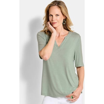 Jersey shirt van zachte viscose - salie - Gr. 19 van Goldner Fashion