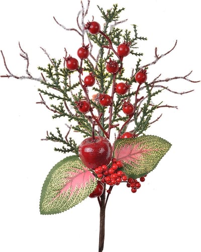 Clayre & Eef Decoratie Tak 37 cm Rood Groen Kunststof