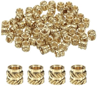100 Stuks M5 Draad Inserts van Messing, Warmte-Invoegen M5x6.5mm, OD 7mm Geribbelde Drukmoeren voor 3D Printen met Vrouwelijke Draadmoeren