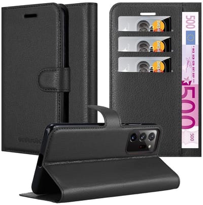 Cadorabo Hoesje geschikt voor Samsung Galaxy NOTE 20 PLUS in PHANTOM ZWART - Beschermhoes met magnetische sluiting, standfunctie en kaartvakje Book Case Cover Etui