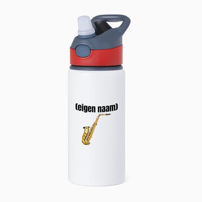 Hacebo® - saxofoon met eigen naam waterfles met rietje rood - Saxofoon - muziek liefhebbers - iemand die houdt van saxofoons - verjaardag - cadeau - kado - water fles - 650ML