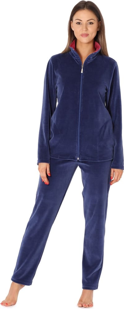 Merry Style – Dames Huispak – Vrijetijdspak – Velours – MS-MG-SUIT5-n – Donkerblauw/roze – XXXXXL