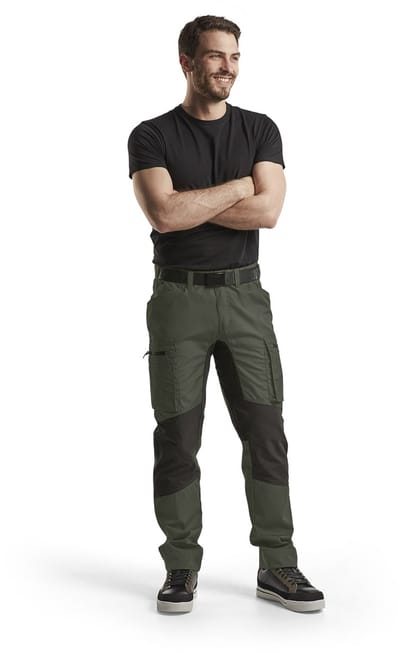 Blaklader Service werkbroek met stretch 1459-1845 - Army Groen/Zwart - C44