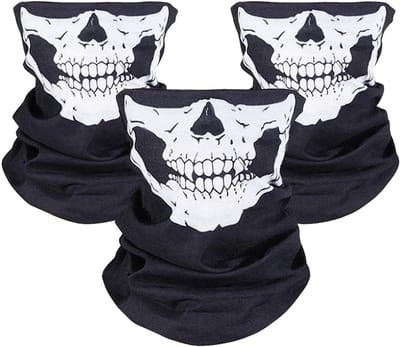 Ademend gezichtsscherm met schedelontwerp - 3 stuks, naadloze balaclava voor motor, fietsen, wandelen en Halloween