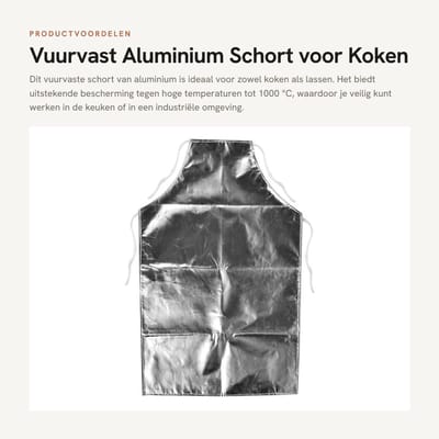 Dailygoods- Vuurvast Schort Hittebestendig tot 1000 °C - Aluminiumfolie - Katoenen Achterkant - Vetersluiting - Duurzaam - Slijtvast - Lasschort