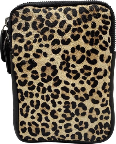 Telefoontasje - Verstelbare schouderband - Luipaard Print - Zwart - Leer - Smartphone - Crossbody Dames Tas